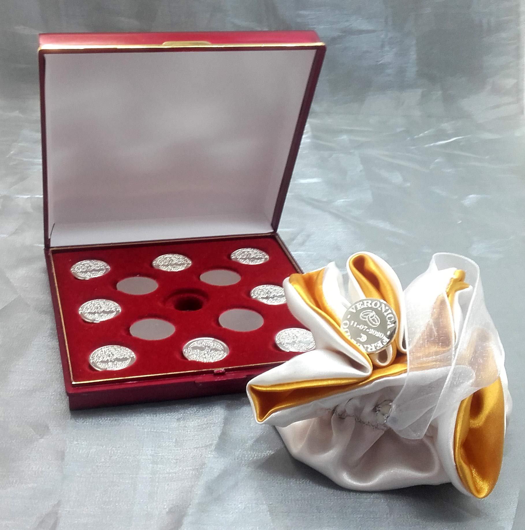 Arras de la Vida © Personalizadas para Bodas y 25 Aniversario con Fecha Nombres en Cada Arra en su Reverso