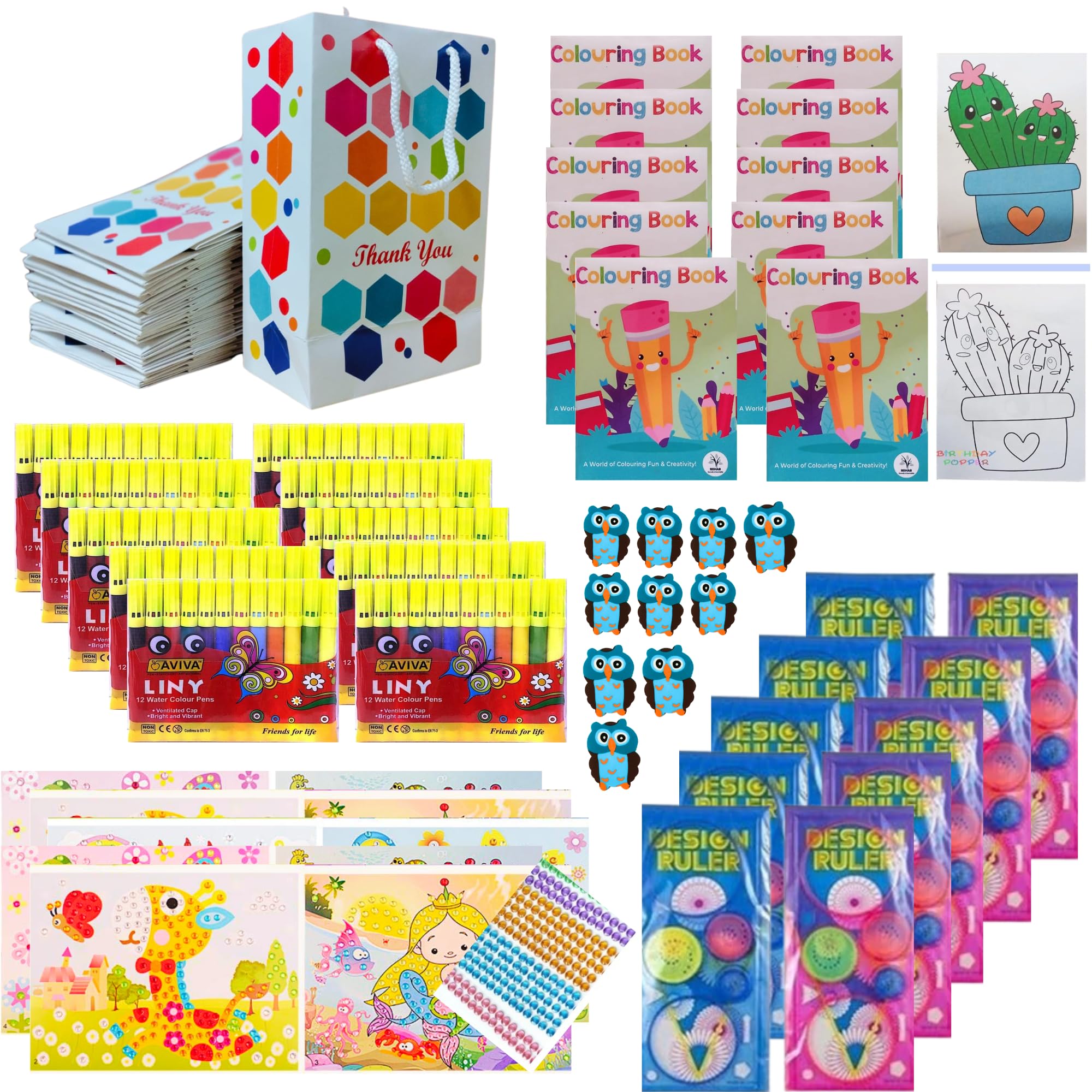 Birthday Popper 60 Pcs Rainbow Combo Pack - Premium Birthday Return Gifts for Kids Colourful Birthday Party