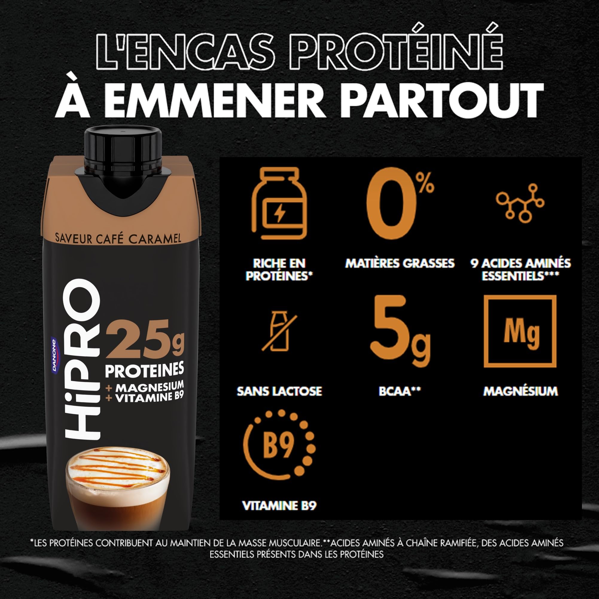 Hipro - Boisson protéinée goût caramel café - 330ml - Lot de 8x330ml