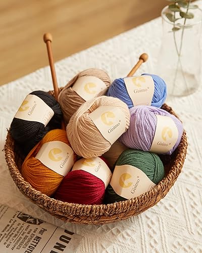 Miniatura 5 de 100% lana merino, hilo lujoso y suave de 6 capas para tejer a mano y ganchillo, 1.76 onzas1.76 oz, 127 yardas380.6 ft (blanco, 1 bola)