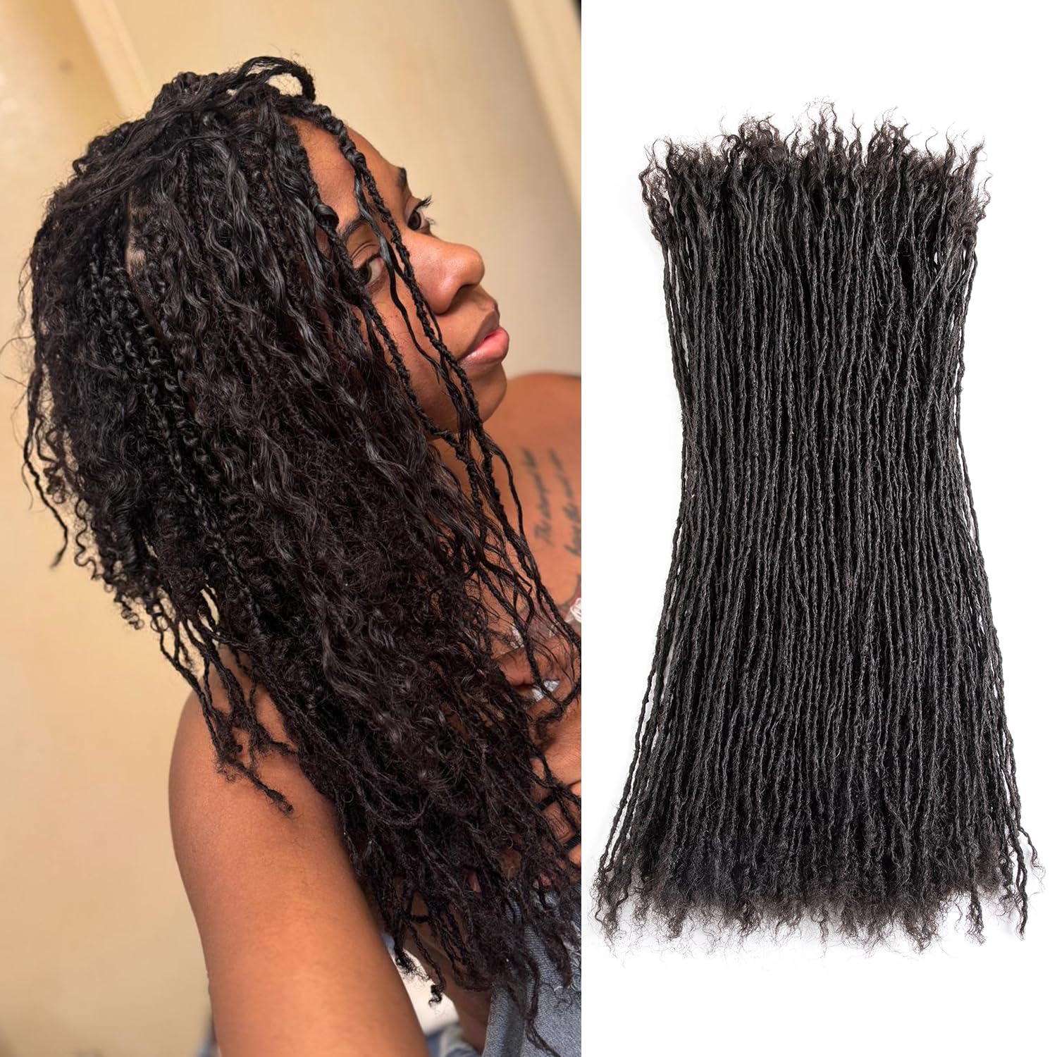 Originea 8-18 Inch 0.1 and 0.2 0.4 Thickness Curly Tips Interlocked sister Locs 100% Real Human Hair Micro loc Extensions Permanent Dreadlock
