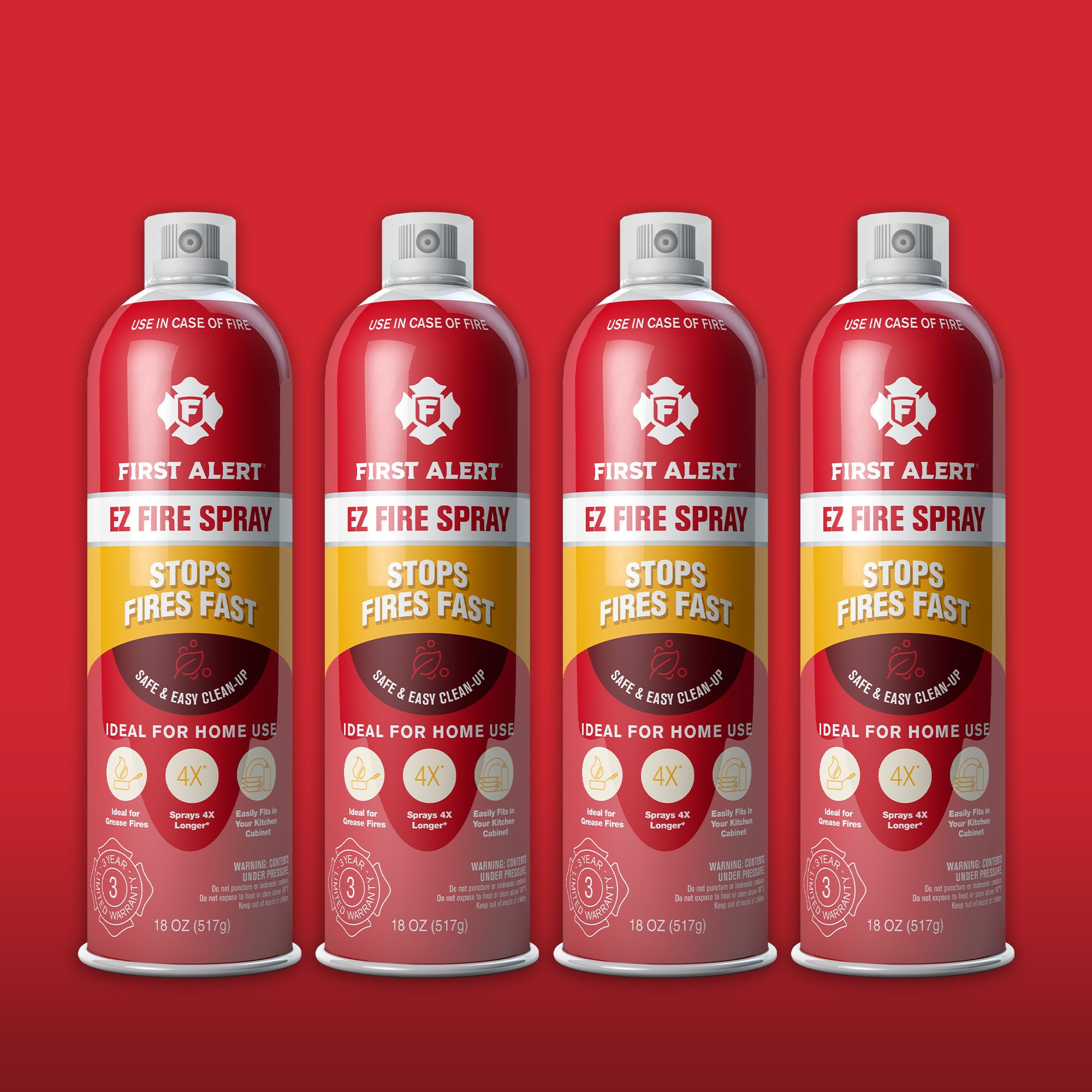 First Alert EZ Fire Spray, Extinguishing Aerosol Spray, AF400 Red