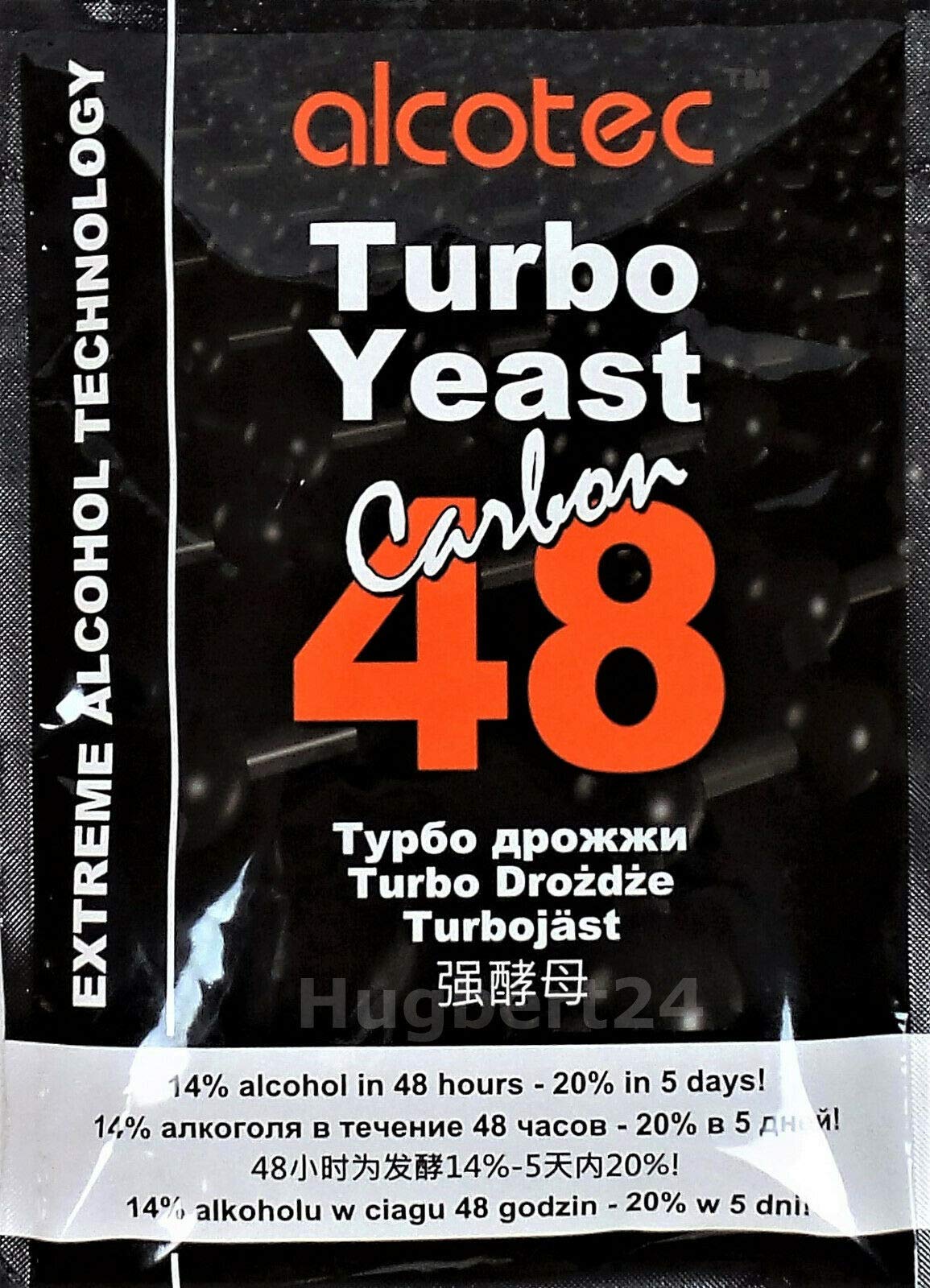 AlcoTec HUGBERT 48 Carbon Turbo, alkohol, drożdże fermentacyjne, drożdże, sznapsy, drożdże palne, destylacja, 10 sztuk