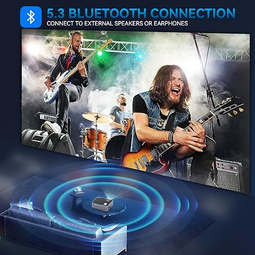 Vista 6 de Proyector Native 1080P con WIFI y Bluetooth, pericat 4K compatible con 230 ANSI Proyector de cine al aire libre con pantalla de 100 pulgadas