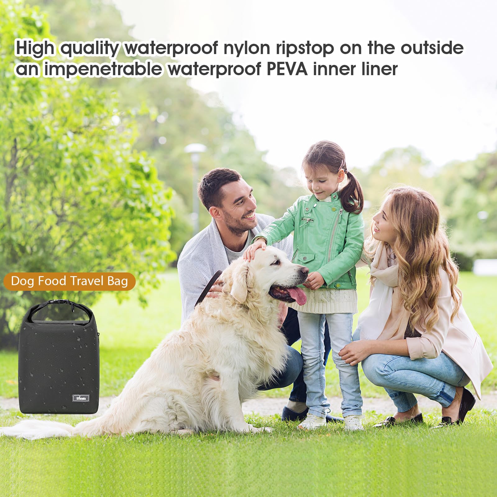 Contenedores de almacenamiento de alimentos para mascotas, bolsa de viaje para comida para perros con 2 cuencos plegables de viaje para perros, contenedor de almacenamiento impermeable para el