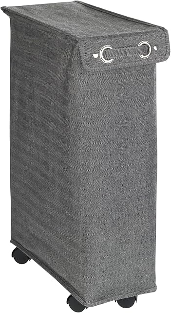 Wenko Corno Prime Laundry Basket with Lid, 43 L, Black / White, 60 x 40 x 18.5 cm
