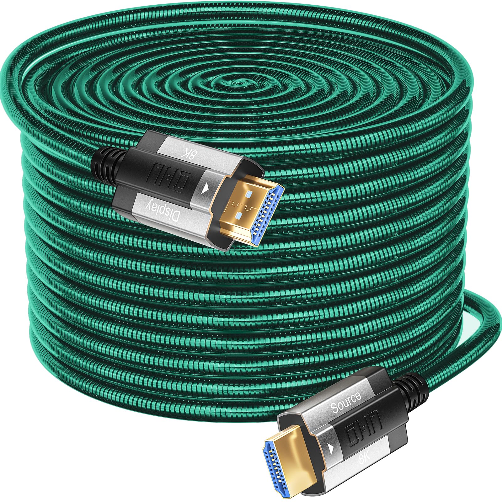 Cable de fibra óptica 8K HDMI 30M, blindaje de acero óptico HDMI 2.1, 48 Gbps, ultra alta velocidad, 8 K @ 60 Hz, 4 K @ 120 Hz, Dynamic HDR eARC Dolby HDCP 2.2 y 2.3 para HDTV/proyector/cine en