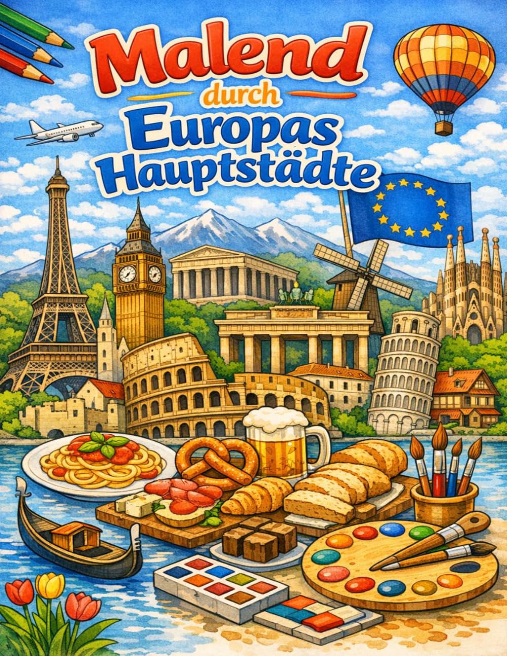 Malend durch Europas Hauptstädte – Ein kreatives Reise-Malbuch: Entdecke Sehenswürdigkeiten, Kultur und Kulinarik aus mehr als 20 europäischen Städten – zum Ausmalen und Staunen