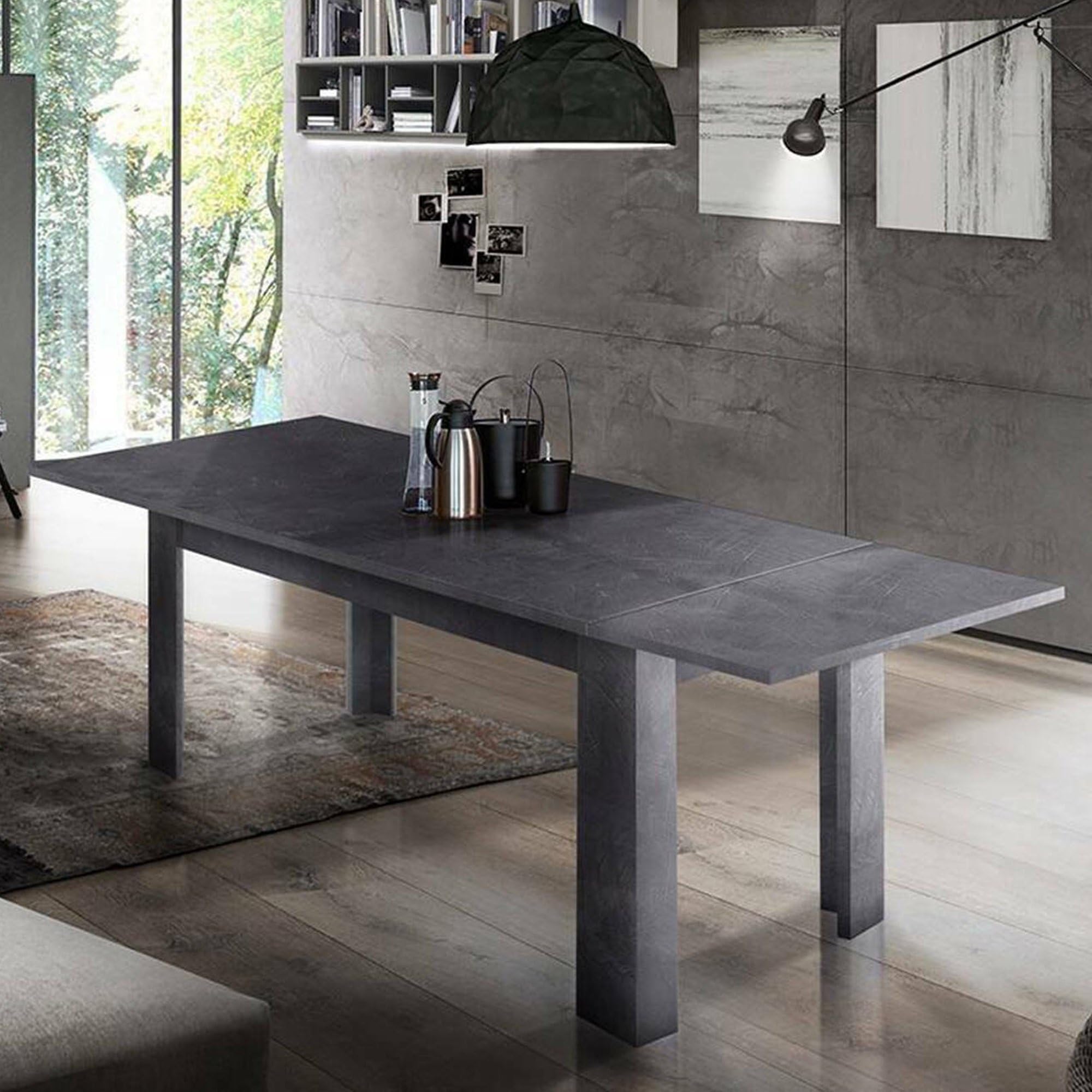 Dmora - Nanni extendable table, Extendable console up to 10 seats, Extendable console 100% Made in Italy, 140/190x90h75cm, Slate