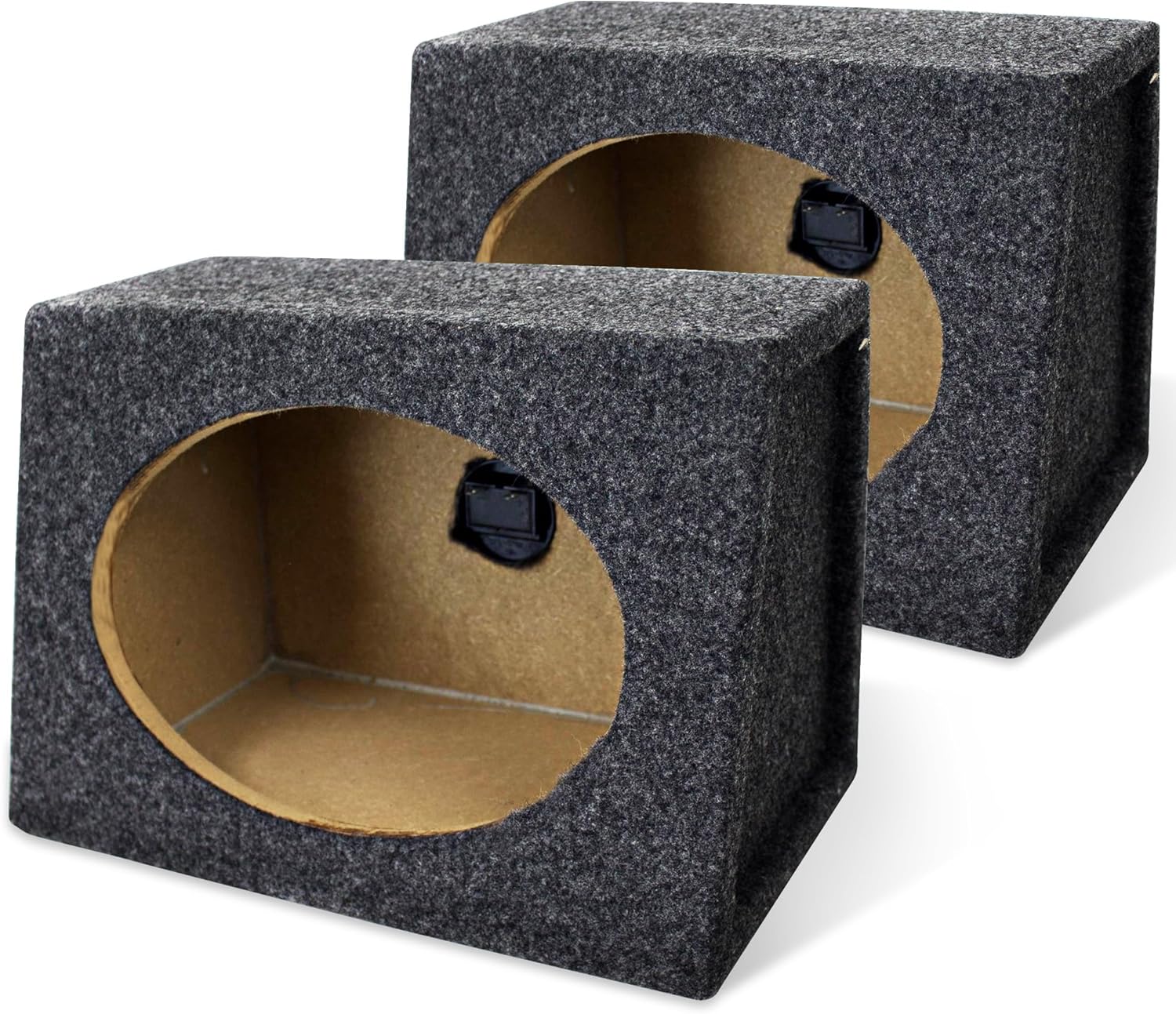 QPower 2-Pack Angled 6x9 Speaker Boxes - Durable Black Carpeted MDF Enclosures for Car Audio Upgrade
