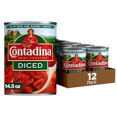 CONTADINA Tomates en cubitos, paquete de 12, lata de 14.5 onzas, rojo