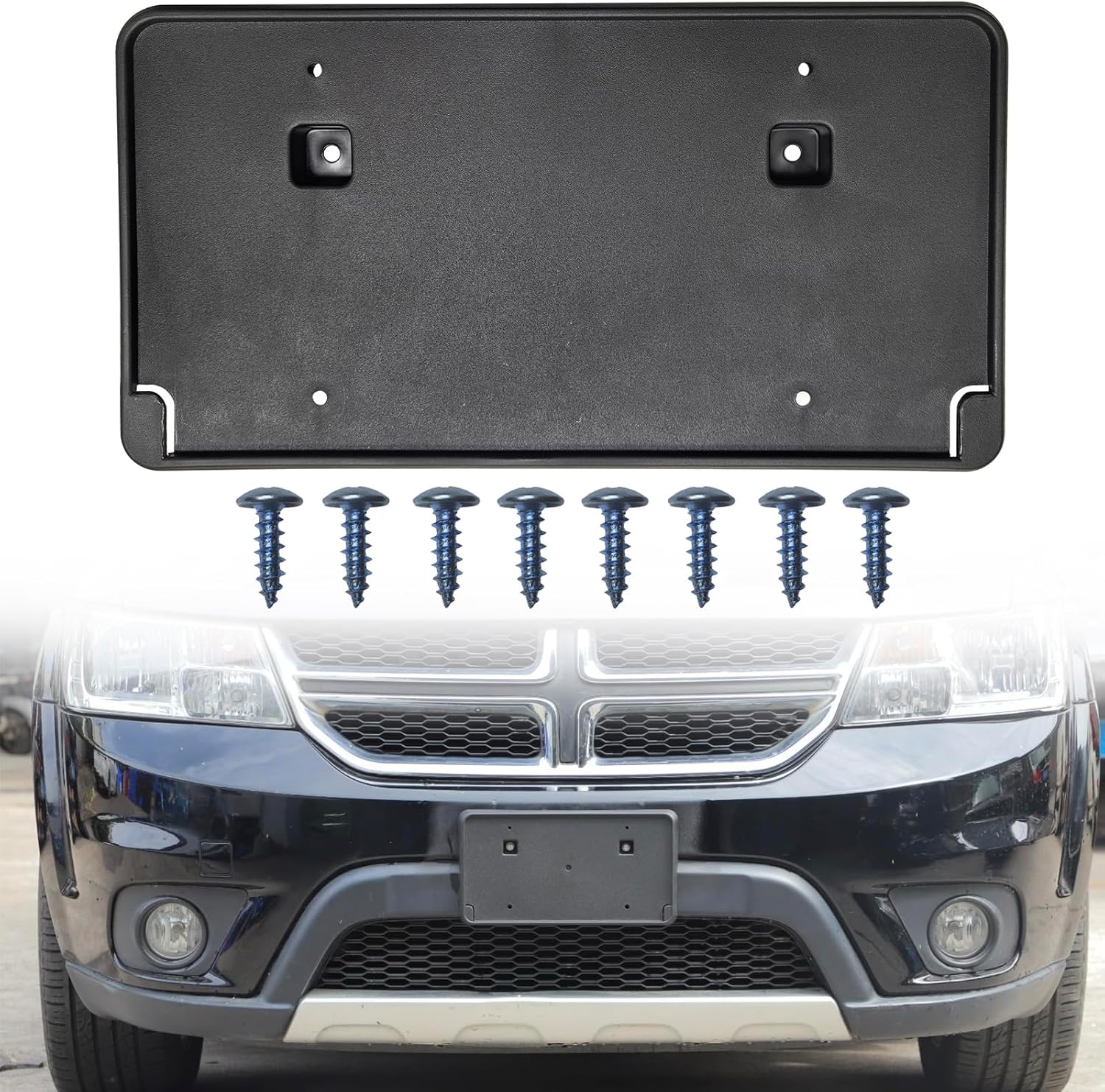 Front License Plate Frame Mounting Bracket Tag Holder Textured Black Fits for 2009-2019 Dodge Journey Replace 68140112AC CH1068140