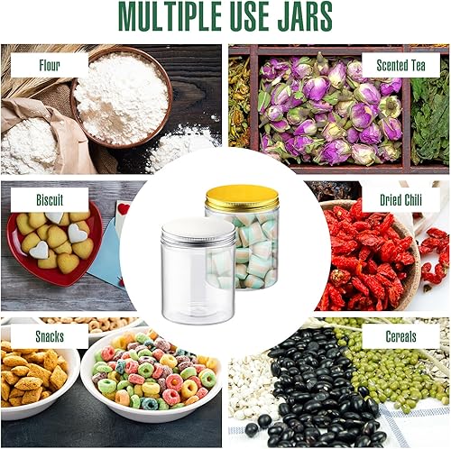 Miniatura 4 de Mifoci 50 tarros de plástico transparente de 16 onzas con tapas roscadas, redondos, vacíos, de plástico, para regalo, tarros herméticos
