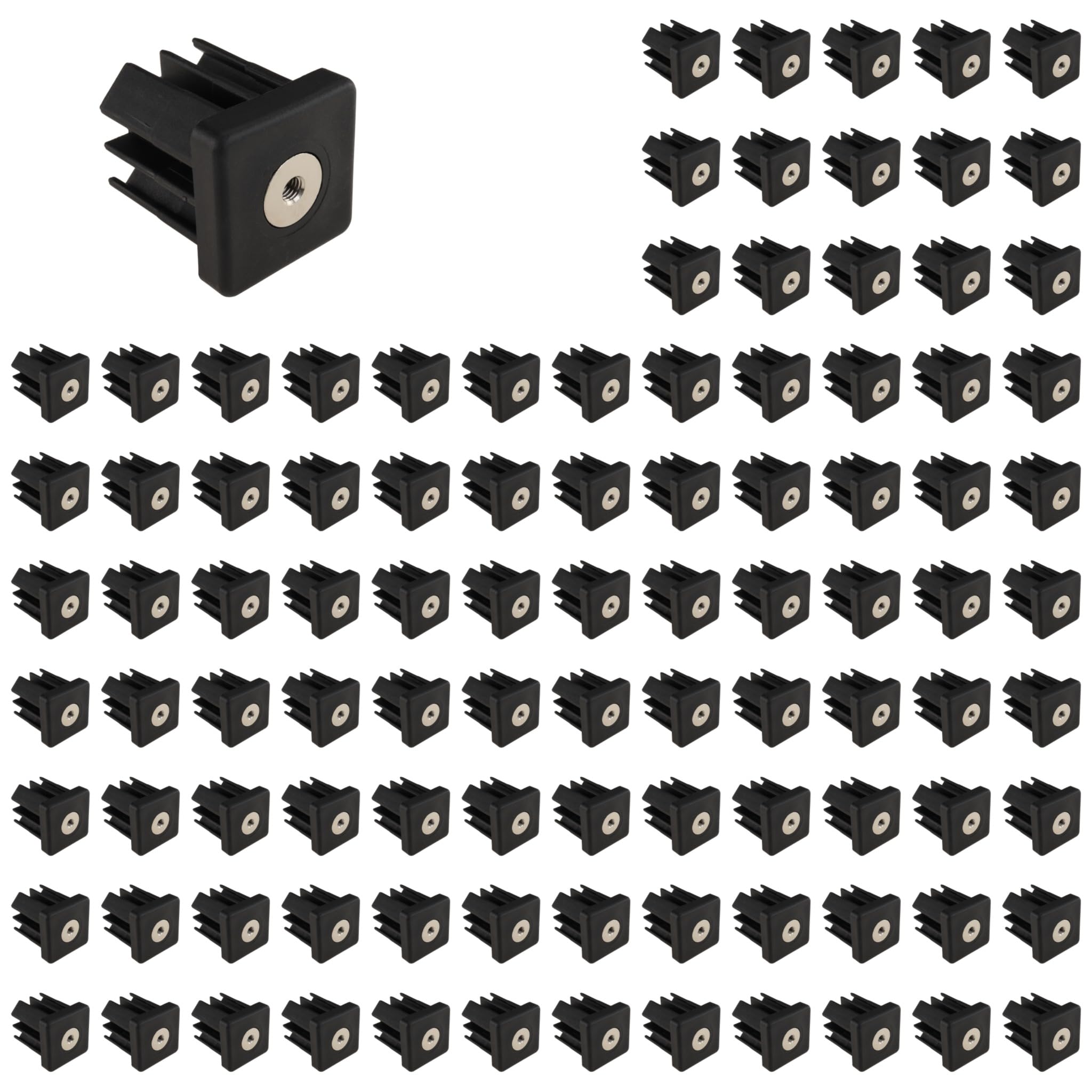 100 tapones roscados M8, 50 x 50 x 2,0, plástico PA reforzado con