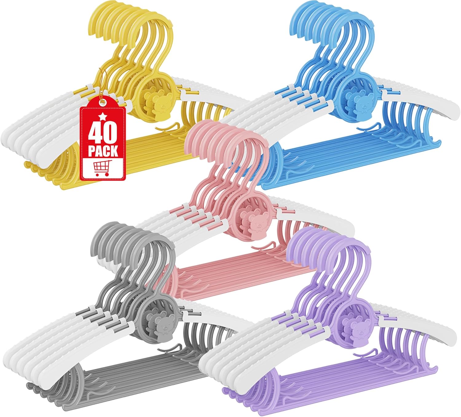 40 Pack Baby Hangers for Nursery Closet, Adjustable Non