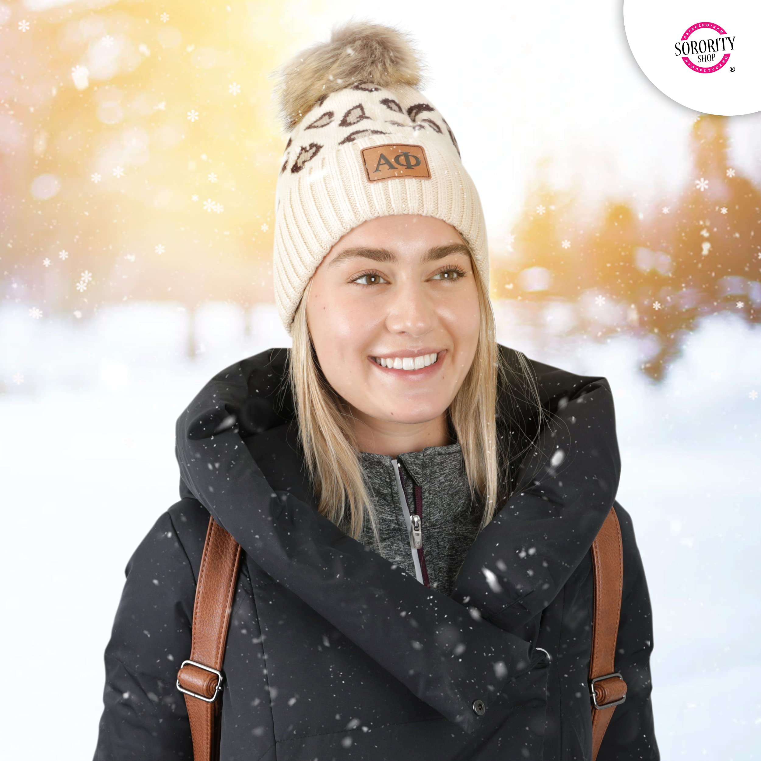 Gorro Feminino Sorority Shop - Estampa Leopardo Com Pompom - Ajuste Universal