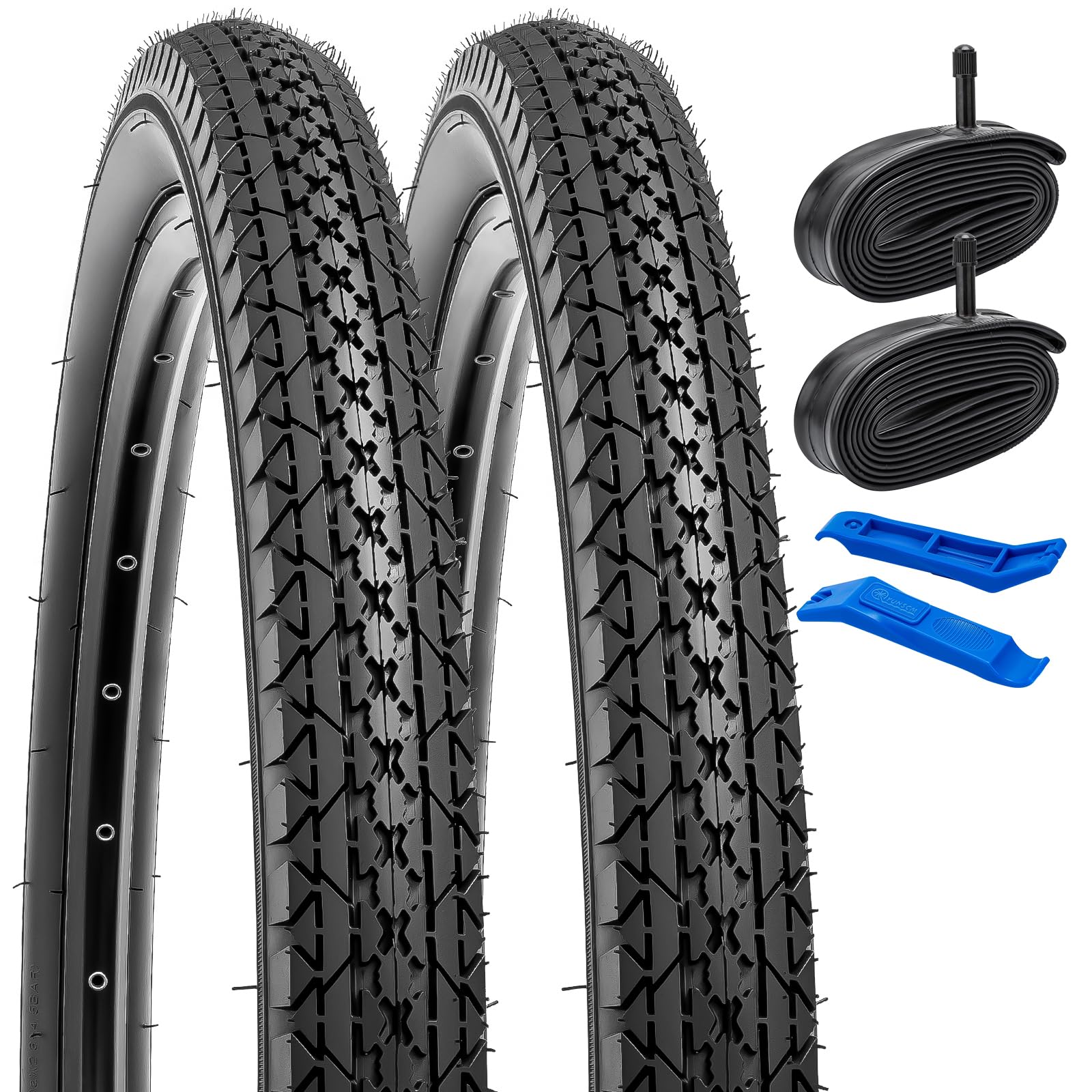 YUNSCM Fahrradreifen 26 Zoll X 2.125 – 2 Reifen + 2 Schläuche, Schrader-Ventil, Faltbar, Bis 90 Kg, Kompatibel Mit Vielen 26er Größen