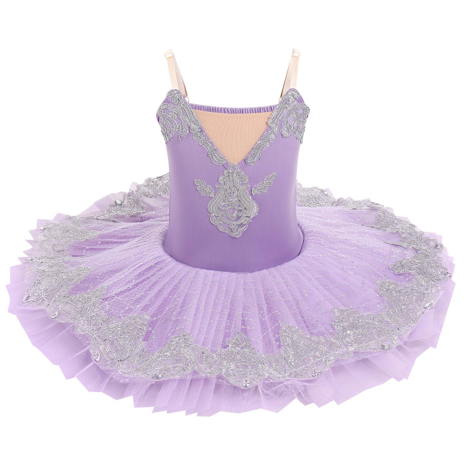 Vestito da ballerina con paillettes tutù per ragazze, costume da ballerina, abbigliamento da danza, gonna con ricamo floreale