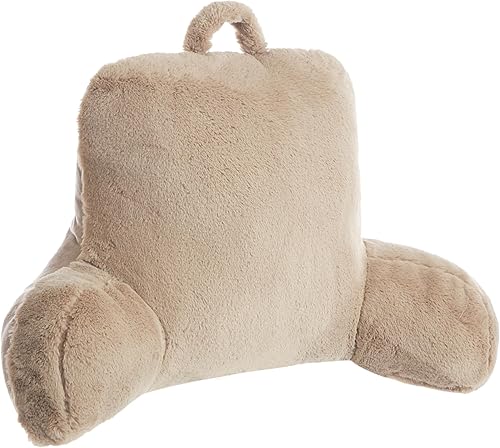 Urban Shop Almohada de respaldo de piel sintética de conejo, color gris pardo