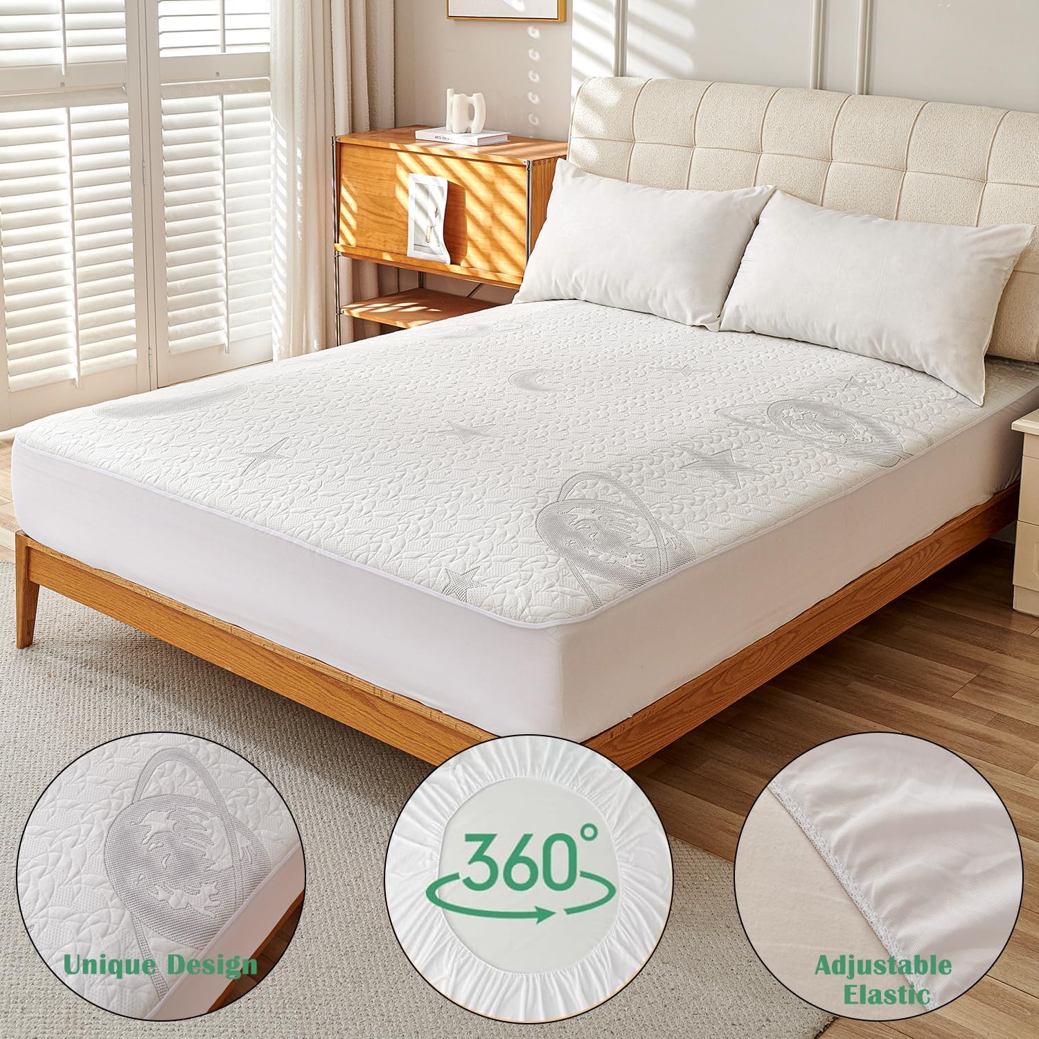 EVENHUG Mattress Protector Twin Size 100% Waterproof Mattress Protector Soft Breathable Noiseless Washable Bed Mattress Cover with 8"-21" Deep Pocket (39 x 75 Inch)