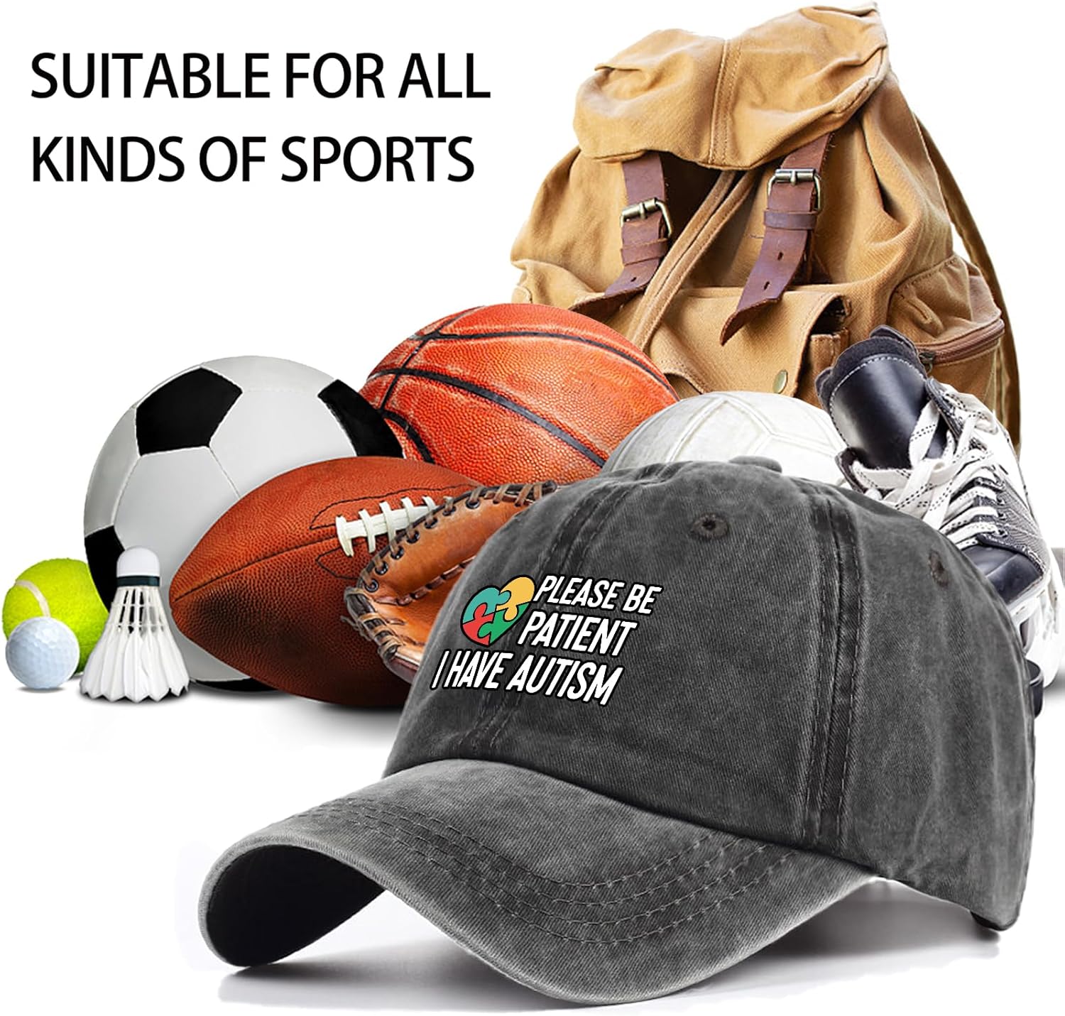 Please Be Patient I Have Autism Blue Baseball Cap, Autism Awareness Hat, Birthday Christmas Thank You Gifts for Autistic Adults, Funny Love Puzzle Hat Gifts for Women Men - Image 5