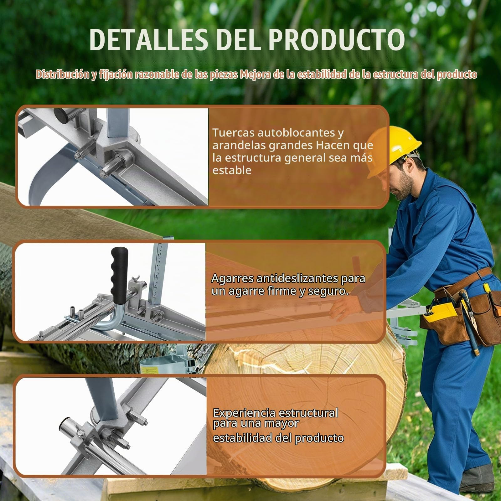 Aserradero Portátil 350-920 mm (14-36") - Corte Preciso 5-300 mm, Barra Guía Acero Galvanizado de Motosierra Portátil de Acero de Aluminio Chainsaw Mill para Construcción y Carpintería