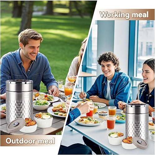 Miniatura 7 de Recipientes de acero inoxidable de 67 onzas con aislamiento al vacío de boca ancha para sopa y comida caliente, contenedor de comida caliente con