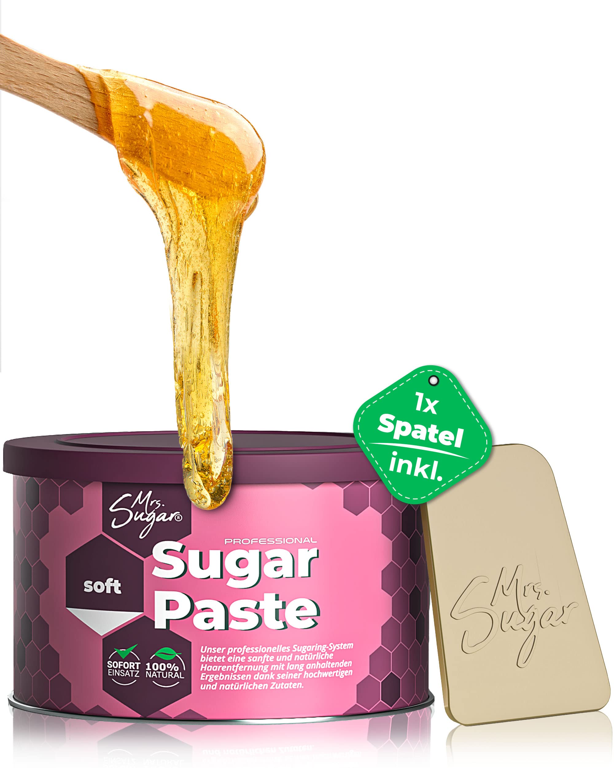 Sugaring Pasta Mrs. Sugar 1 spatola per zucchero, pasta di zucchero, depilazione morbida, 550 g (soft)