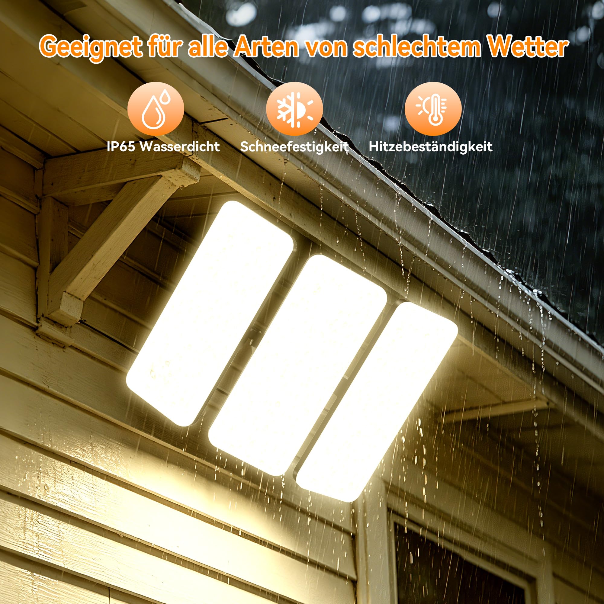 SOLLA 2026Lite Projecteur extérieur LED 300 W 30 000 lm haute performance, blanc lumière du jour 3000 K, étanche IP65, 3 têtes réglables, lumière de sécurité extérieure pour cour, parking, terrain de