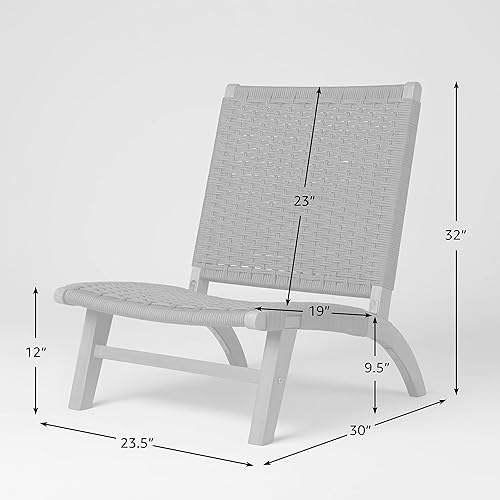 Miniatura 3 de 64010 Costa Rica - Silla de salón moderna para exteriores, construcción de madera de eucalipto, asiento de tela tejida, diseño de mediados de siglo,