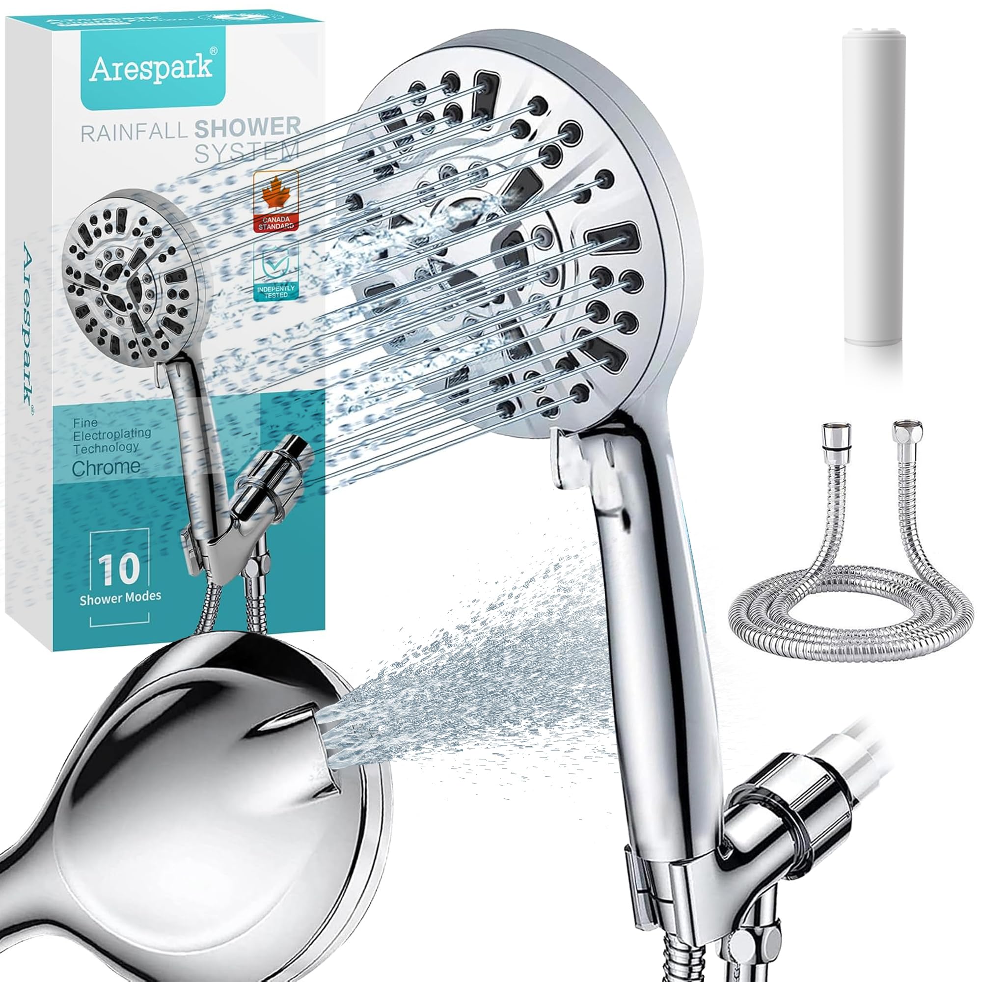 バス・洗面所用品 30 pieces of Shower Heads & Hoses Shower Head with Hose, Arespark 10-Modes 5
