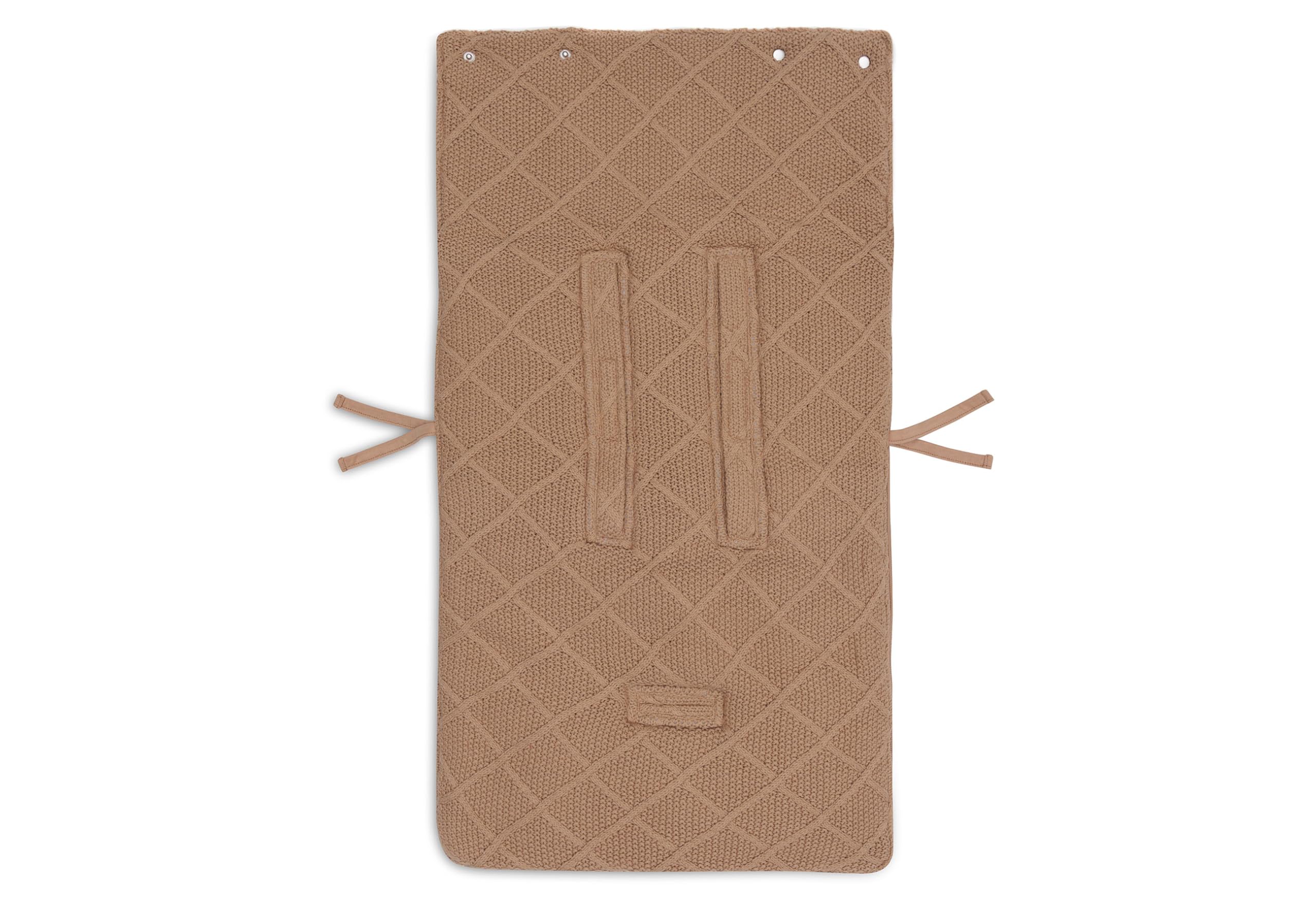 Jollein Chancelière Check Knit Biscuit - Pour siège auto groupe 0+ et poussette - Pour ceinture à 3 points et 5 points - Motif tricoté et doublure en polaire