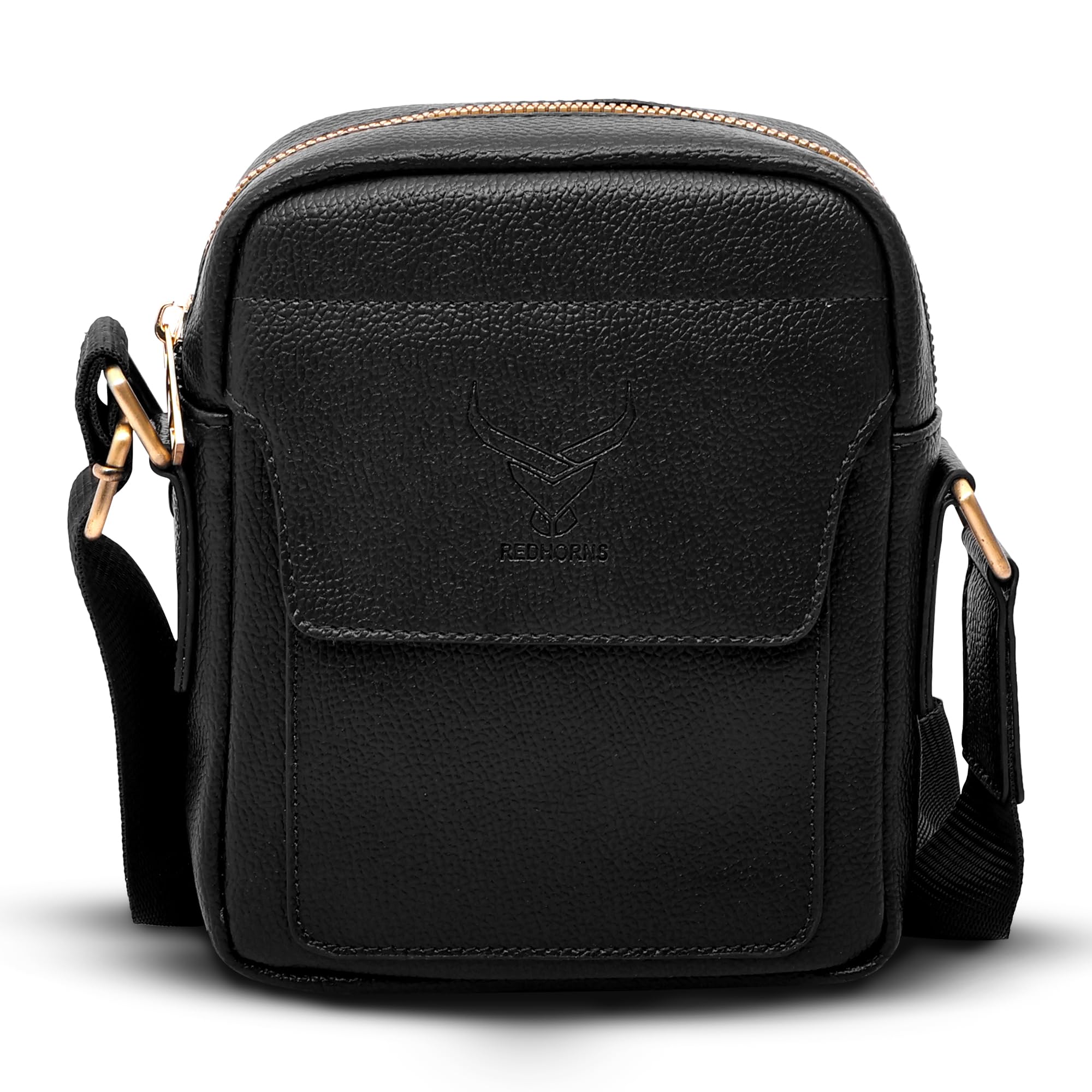 Faux Leather Small Cross Body Sling Bag for Men & Women, 3 Zipper Pockets, Business Messenger Shoulder Bag for Travel, Outdoor, Office - 15X19X5 CM-image-27