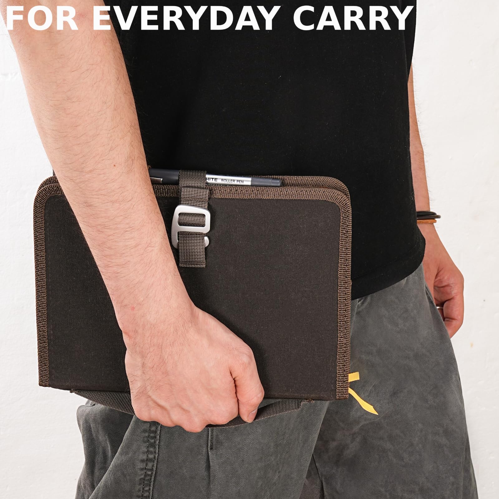 Cuaderno de campo A5, cubierta para planificador, diario de viaje para hombres y mujeres, cubierta de cuaderno de viajeros, cubierta A5 de lona encerada resistente al agua con soporte para bolígrafo