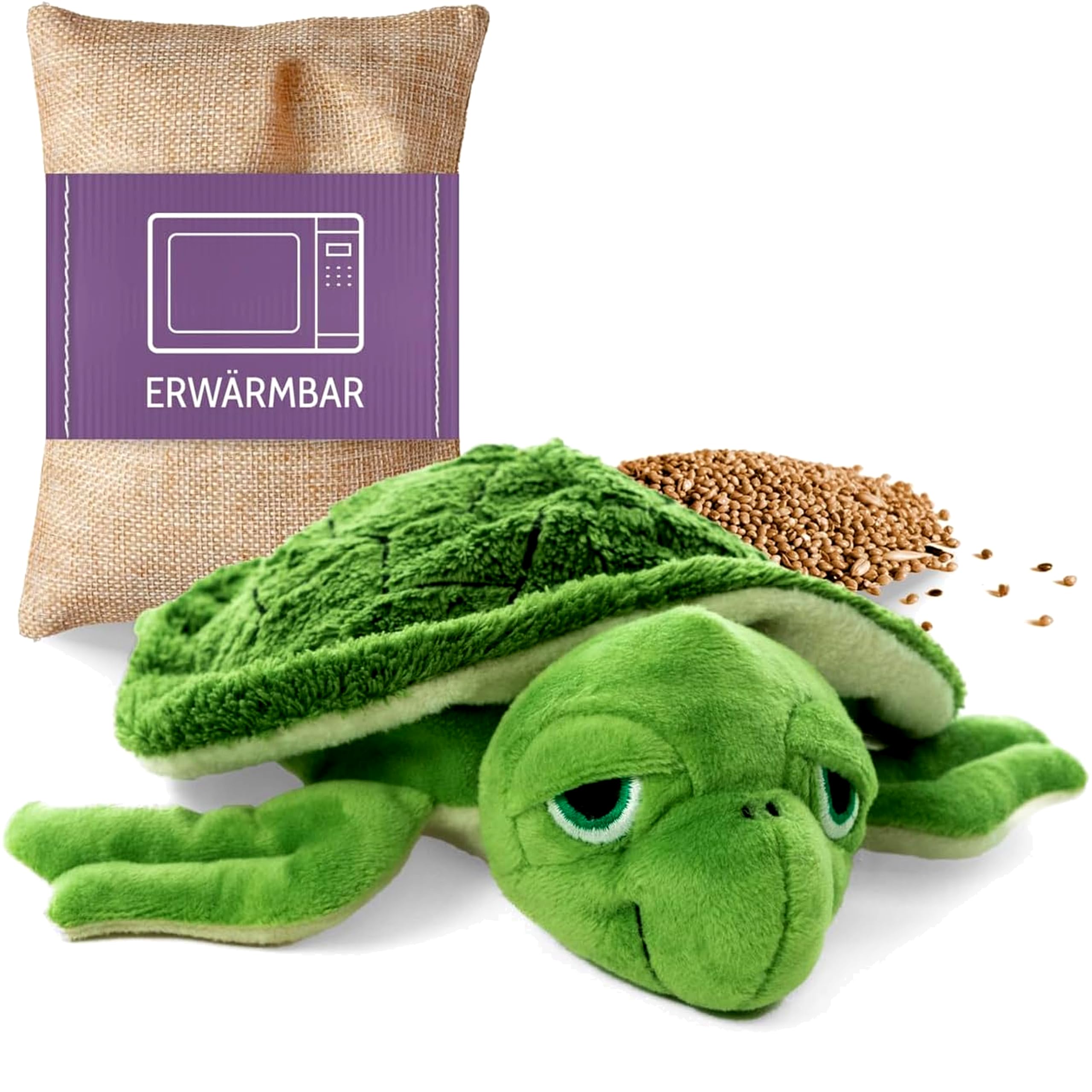 Habibi Premium Mini Deluxe - Coussin chauffant tortue d'eau - Peluche bébé-enfant - Rembourrage amovible millet - Chauffage micro-ondes - 22 cm - 250 g