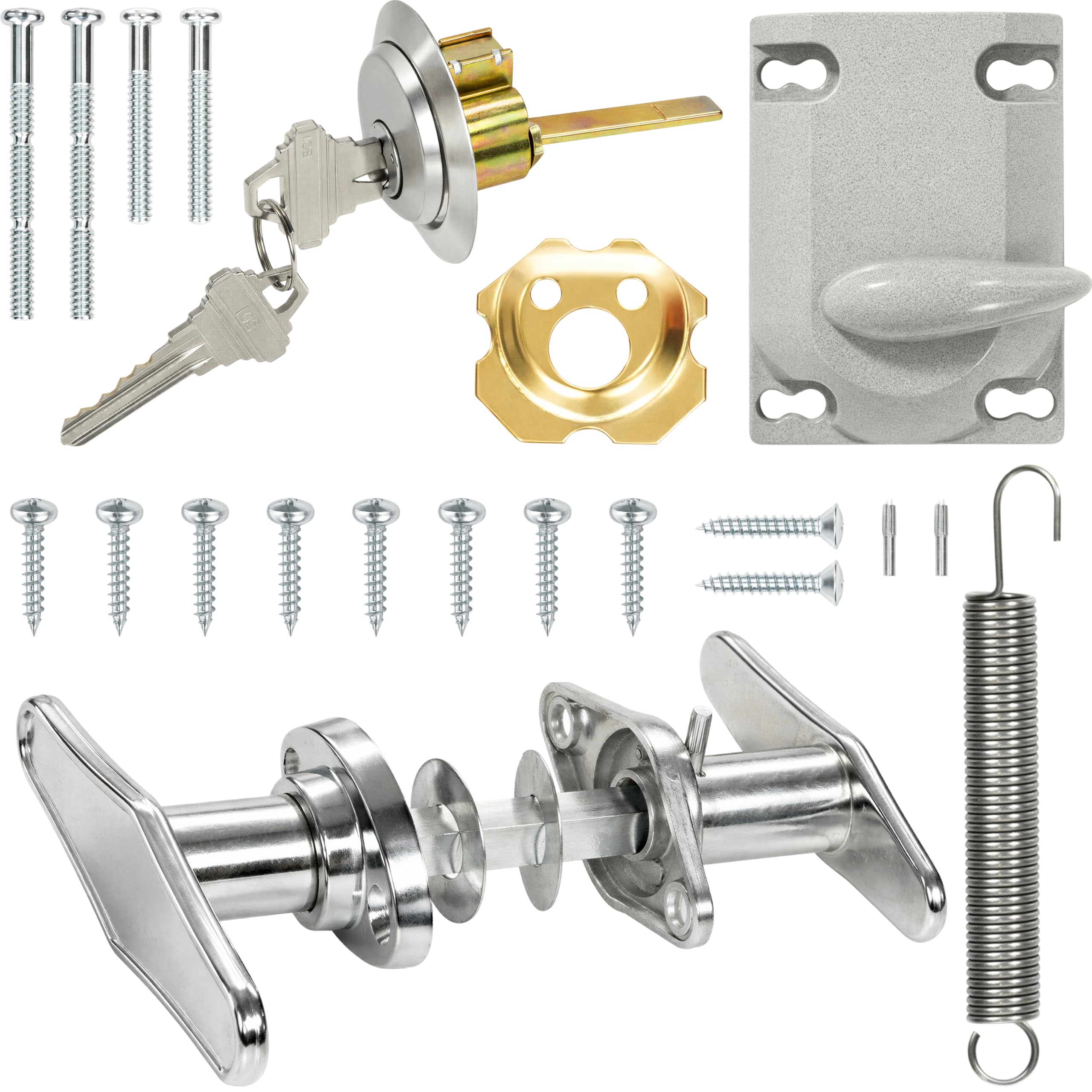 garage door T-handle lock removal steps interior plate retaining nut