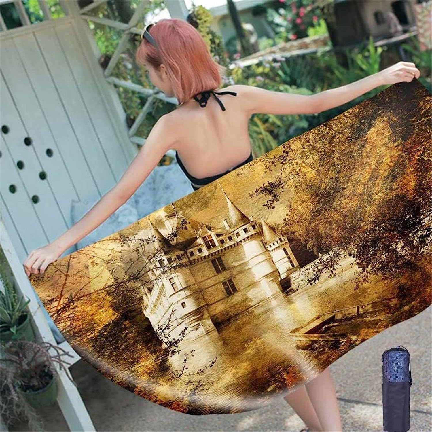 Serviette De Plage 3D, Séchage Rapide Microfibre Serviette De Bain, Bâtiment D'Époque Serviettes De Plage XXL 150 X 200 Cm, Voyages, Camping, Vacances, Femme Homme Enfant Drap De Plage -6M0U