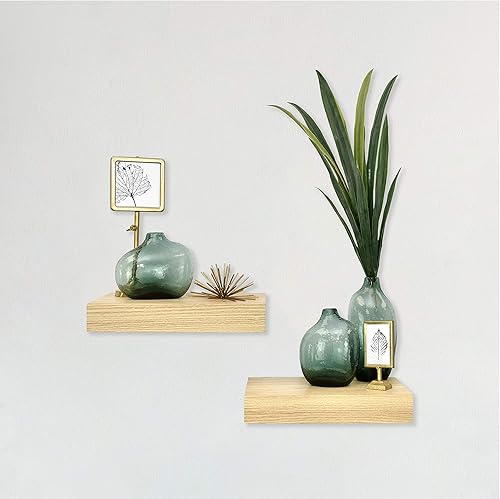 MCS Estantes flotantes de grano de madera natural, 12 x 8 pulgadas, juego de 2, 12 x 8 pulgadas