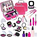 TEPSMIGO 2 Pack Pretend Makeup Kit for Girls, Kids Pretend Play Makeup Set - with Cosmetic Bag for Birthday Christmas, Toy Makeup Set for Toddler, Little Girls Age 3+(Not Real Makeup)
