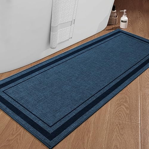 Miniatura 67 de chakme Juego de 2 alfombras de baño ultrafinas, absorbentes, antideslizantes, lavables a máquina, color beige oscuro, 17 x 24 pulgadas + tapete para