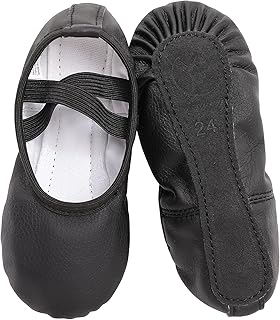 Chaussure de Ballet en Cuir Classique Ballerine Chaussure de Danse Pilates Gymnastique avec Semelle en Cuir Entier pour Filles Enfants Femmes