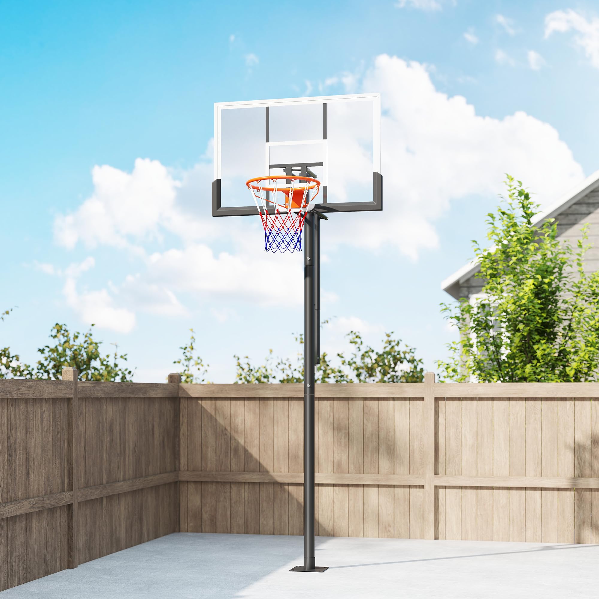 SPORTNOW Canasta de Baloncesto Exterior Altura Ajustable 230-305 cm Tablero Irrompible 120 cm Aro 48 cm