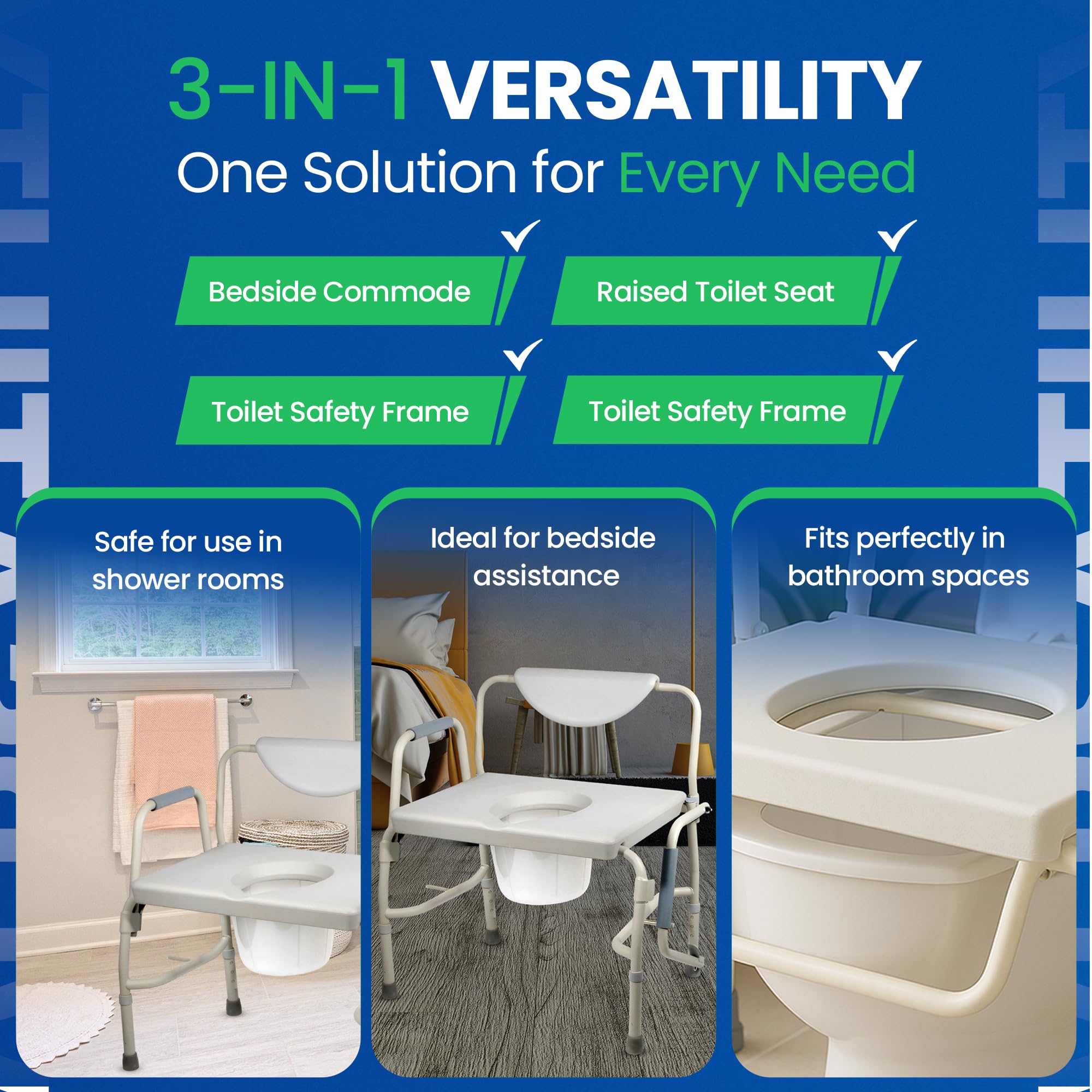 Healthline Trading Heavy Duty Drop Arm Bariatric Commode by Healthline Trading