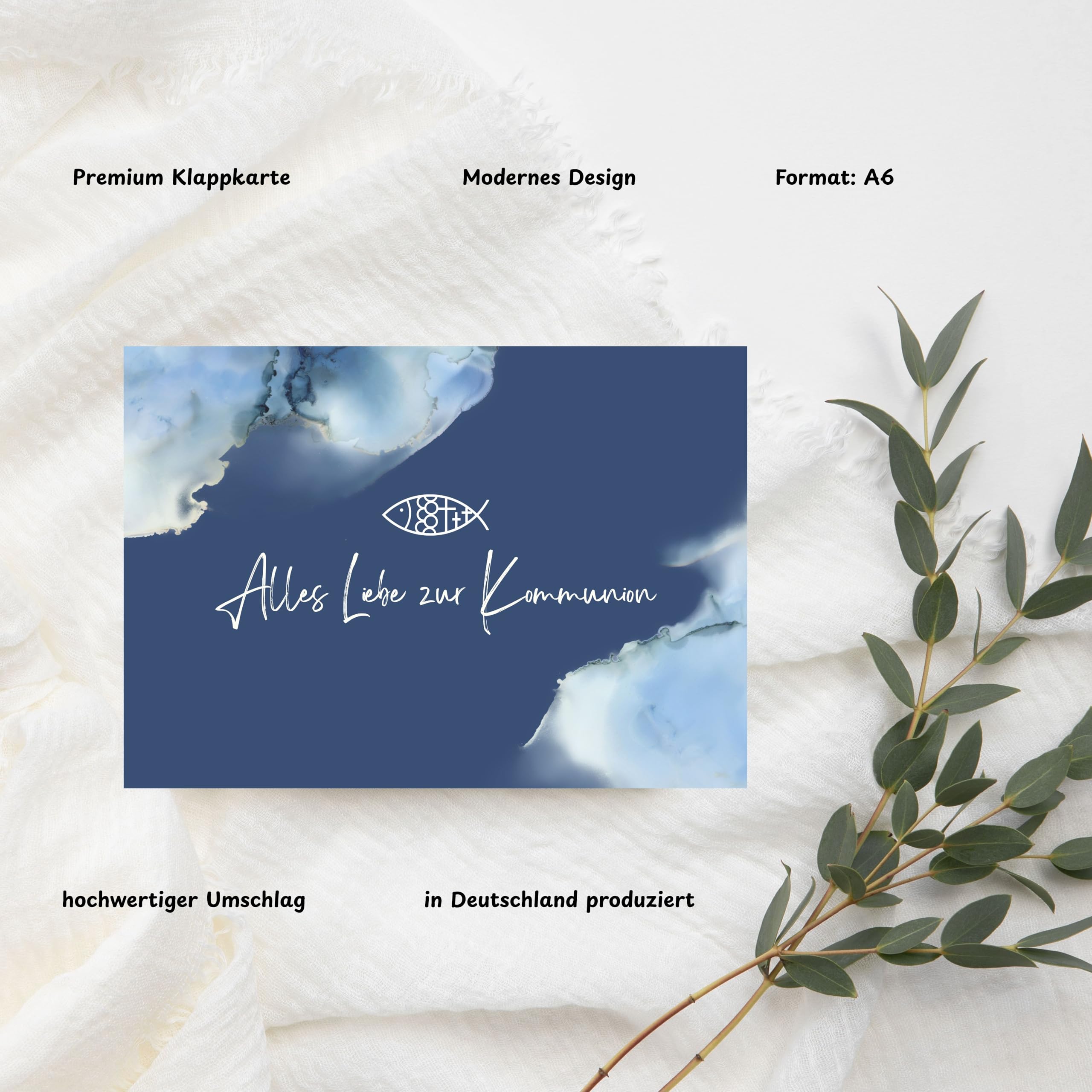 Glückwunschkarte Kommunion – Alles Liebe zur Erstkommunion | Edle Klappkarte mit Umschlag | Moderne Kommunionskarte für Mädchen & Jungen - 5