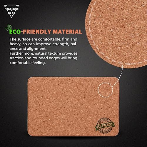Miniatura 4 de Forbidden Road - Bloque de yoga de corcho (1 o 2 unidades) de 9 x 6 x 4 pulgadas o 9 x 6 x 3 pulgadas. Los bloques de ejercicio para yoga proveen un
