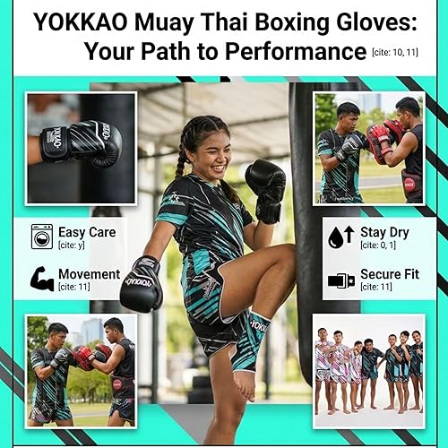 Miniatura 6 de Yokkao Muay Thai - Guantes esenciales para principiantes, hombres y mujeres, de piel de microfibra, acolchado de espuma multicapa y ajuste seguro