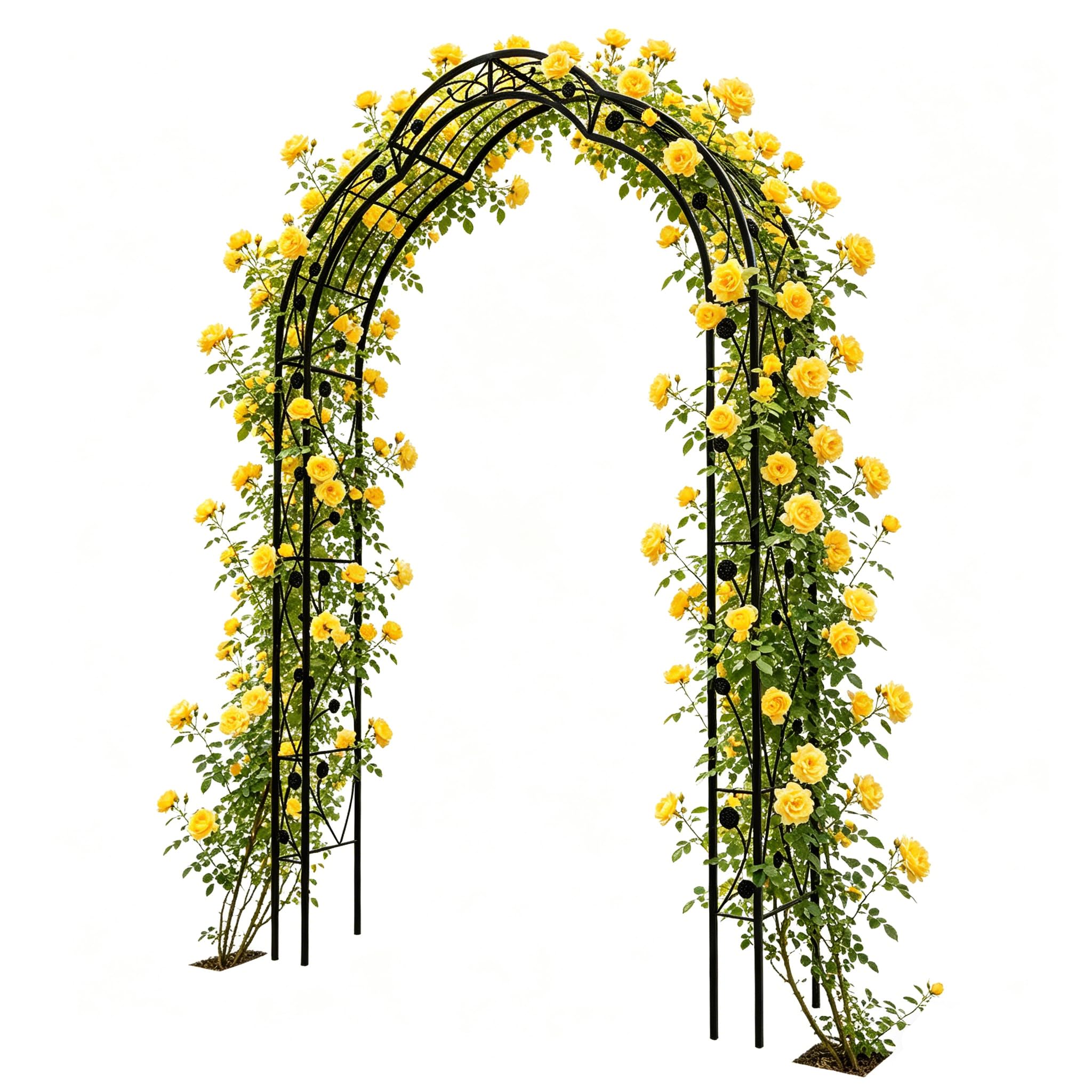 Rosenbogen aus Metall, Stabiler Gartenbogen mit verstärkten Stahlrohren, rostfrei – 250x150x39 cm – Ideal als Rankhilfe für Kletterpflanzen, Schwarz