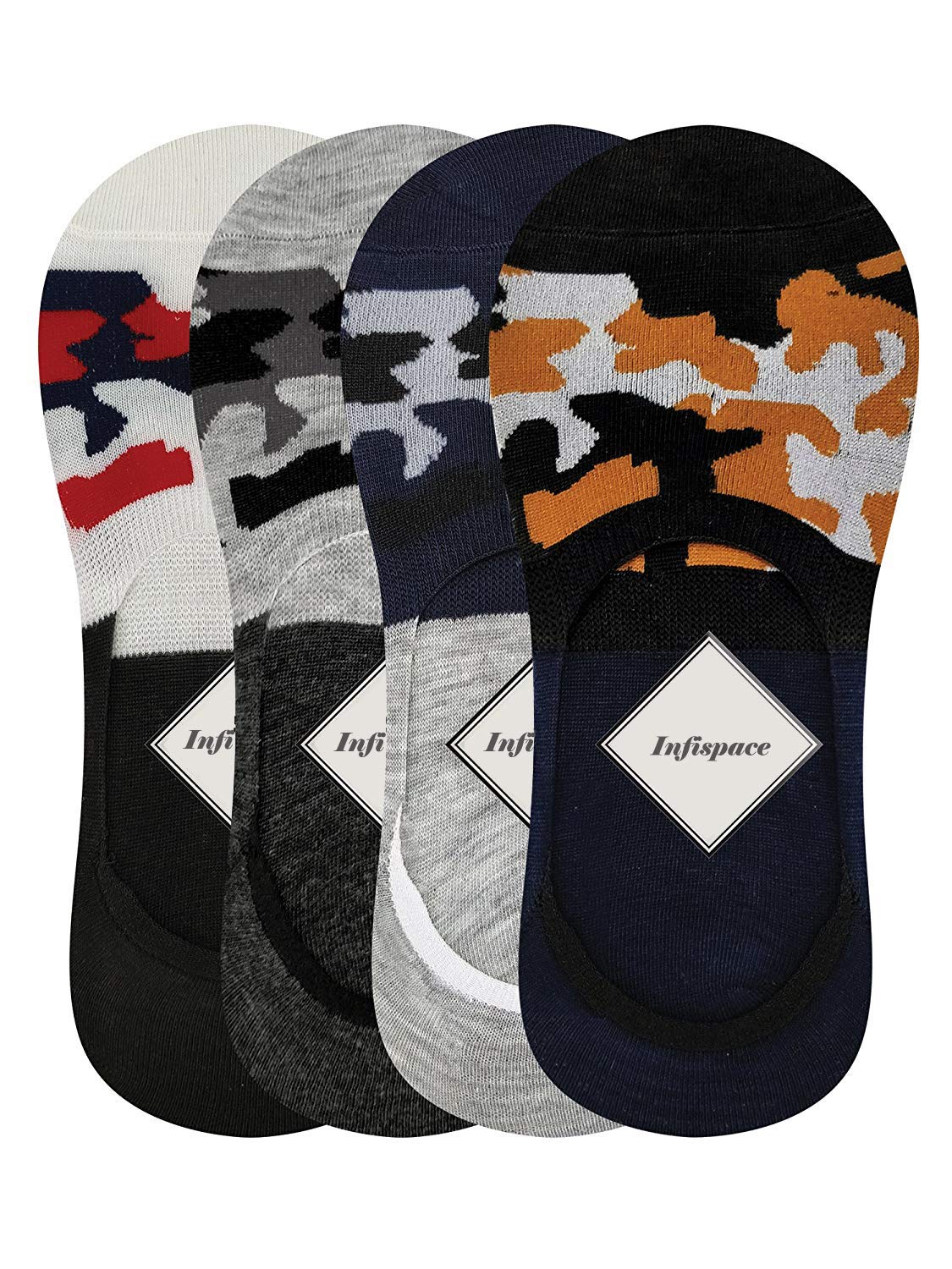 Men and Women Cotton Printed No Show Socks Loafers for Casual; Sports and Formal Wear (Multicolour; Free Size) - Pack of 4-image-44
