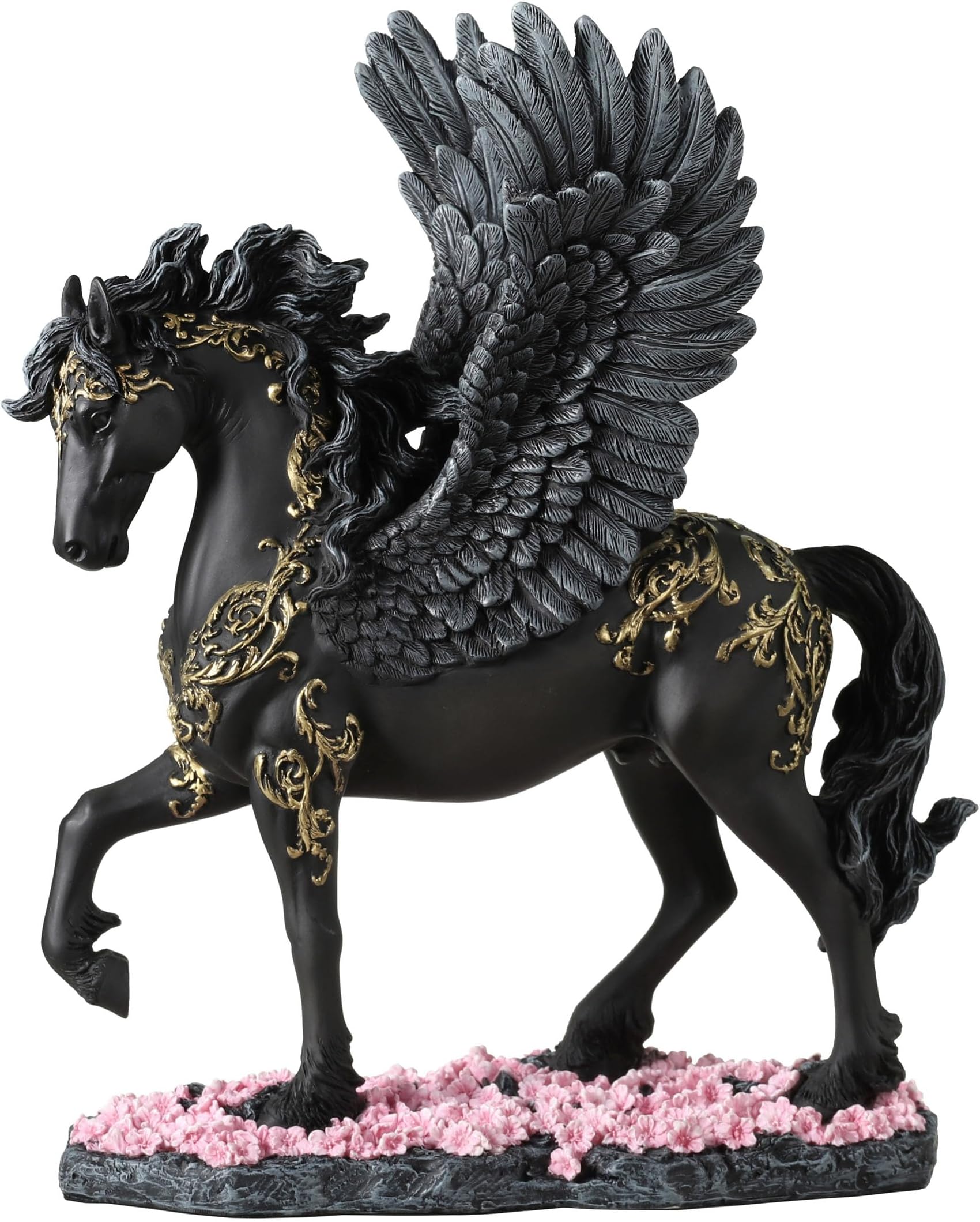 10 5/8 Inch Winged Divine Black Pegasus Greek Mythology Creature Figurine Hand Painted Resin Horse Sculpture Home Decor