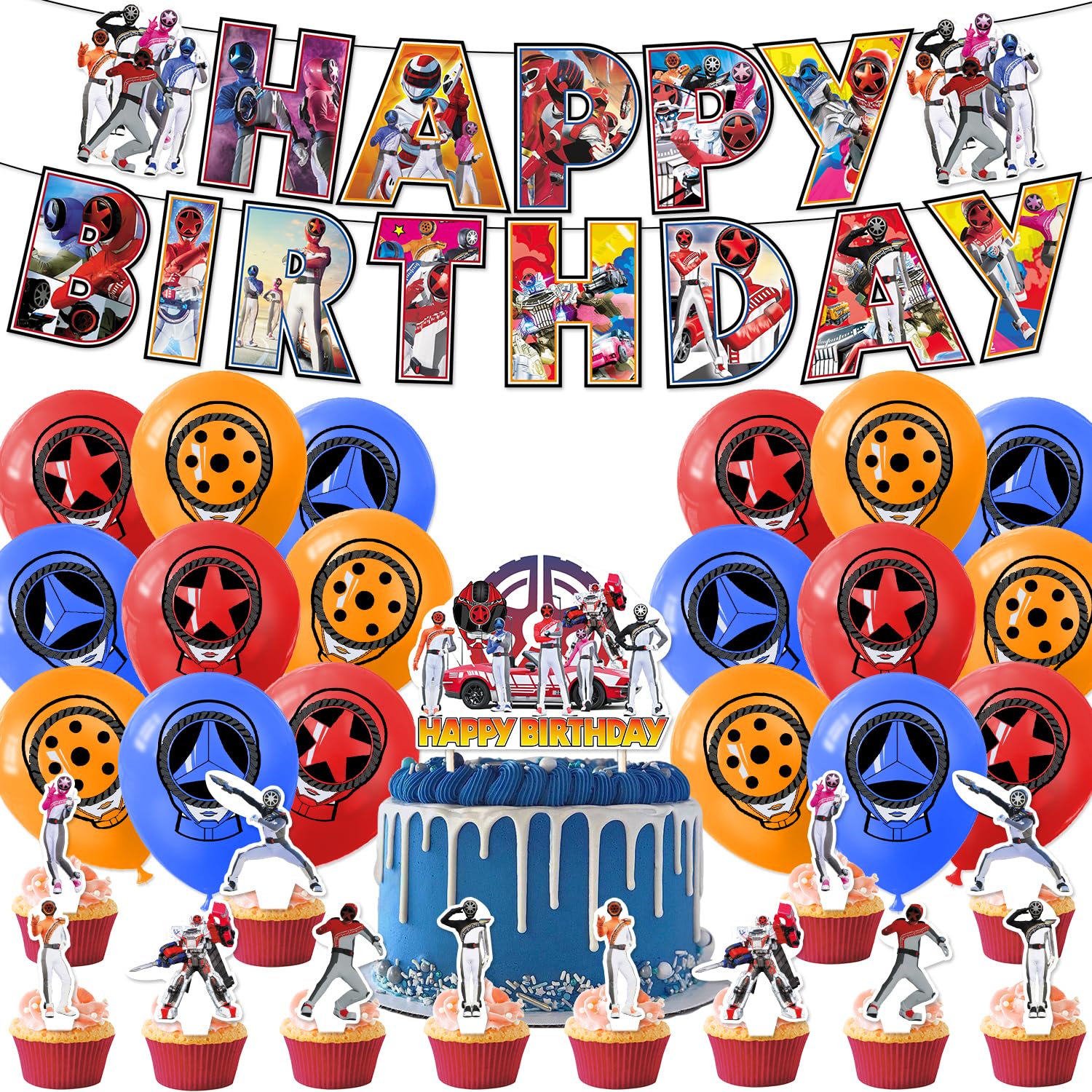 爆上戦隊 ブンブンジャー 誕生日 飾り付け ガーランド バルーン バースデー デコレーション 風船 セット Happy Birthday ガーランド ケーキトッパー ハッピーバースデー バナー 飾りセット リボン付き
